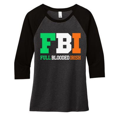 Full Blooded Irish Saint Patrick's Day Apparel Women's Tri-Blend 3/4-Sleeve Raglan Shirt