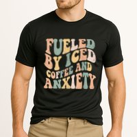 Fueled By Iced Coffee And Anxiety Funny Groovy Iced Coffee Cooling Performance Crew T-Shirt