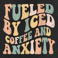 Fueled By Iced Coffee And Anxiety Funny Groovy Iced Coffee Adult Drive Performance Visor