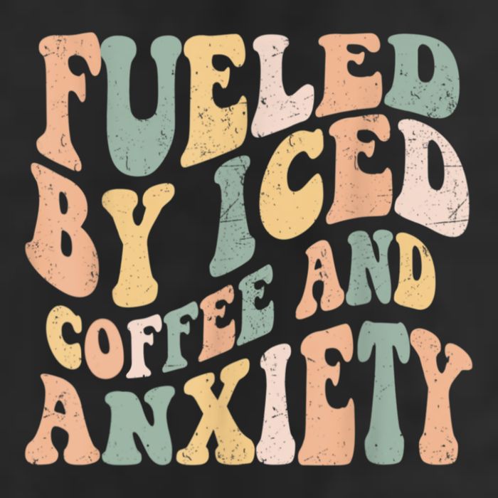 Fueled By Iced Coffee And Anxiety Funny Groovy Iced Coffee Adult Drive Performance Visor