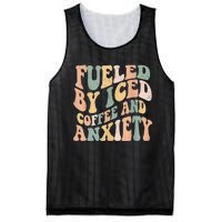 Fueled By Iced Coffee And Anxiety Funny Groovy Iced Coffee Mesh Reversible Basketball Jersey Tank