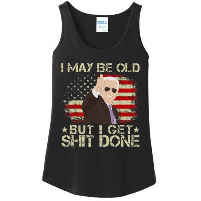 Funny Biden I may be old but i get shit done Ladies Essential Tank