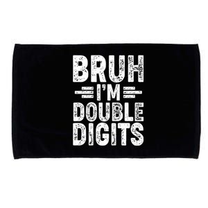 Funny Bruh Im Double Digits 10th Birthday Microfiber Hand Towel