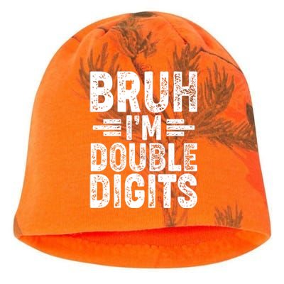 Funny Bruh Im Double Digits 10th Birthday Kati - Camo Knit Beanie