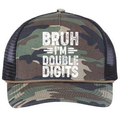 Funny Bruh Im Double Digits 10th Birthday Retro Rope Trucker Hat Cap