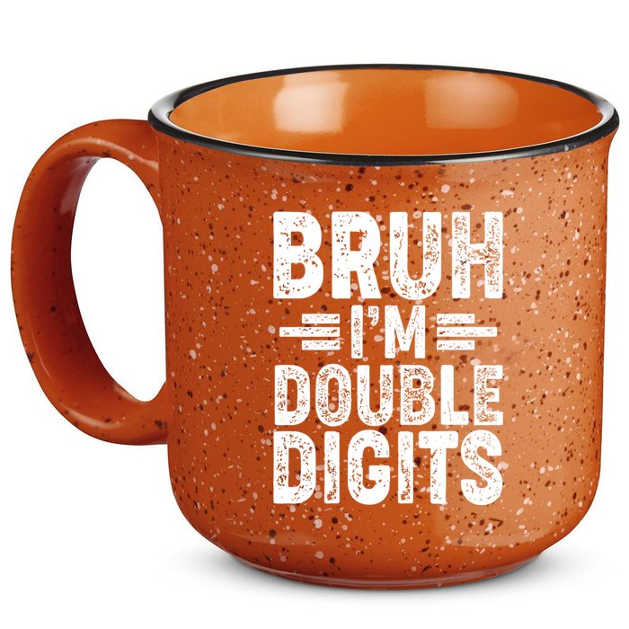 Funny Bruh Im Double Digits 10th Birthday 15oz Campfire Ceramic Mug