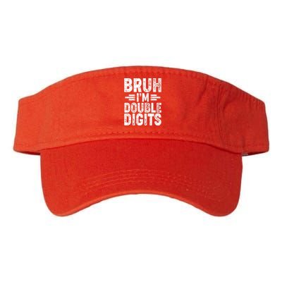 Funny Bruh Im Double Digits 10th Birthday Valucap Bio-Washed Visor