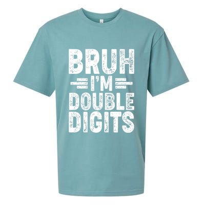 Funny Bruh Im Double Digits 10th Birthday Sueded Cloud Jersey T-Shirt
