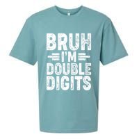 Funny Bruh Im Double Digits 10th Birthday Sueded Cloud Jersey T-Shirt
