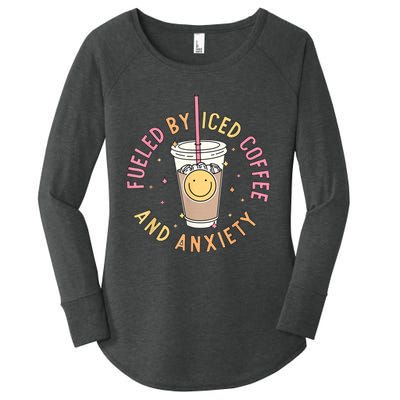 Fueled By Iced Coffee And Anxiety Mental Health Awareness Women's Perfect Tri Tunic Long Sleeve Shirt