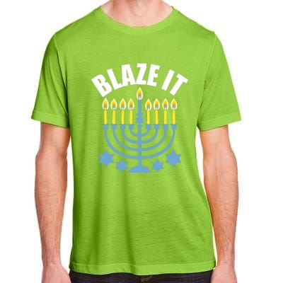 Funny Blaze It Light The Menorah Happy Hanukkah Novelty Adult ChromaSoft Performance T-Shirt