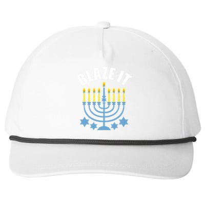 Funny Blaze It Light The Menorah Happy Hanukkah Novelty Snapback Five-Panel Rope Hat