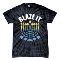 Funny Blaze It Light The Menorah Happy Hanukkah Novelty Tie-Dye T-Shirt