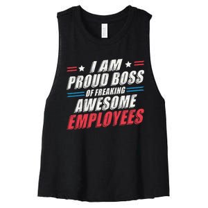 Funny Boss IM A Proud Boss Of Freaking Awesome Employees Women's Racerback Cropped Tank