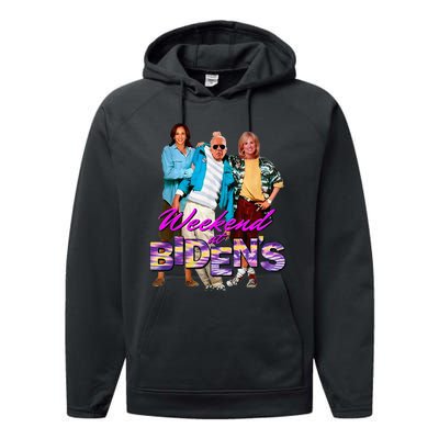 Funny Bidens Joke Weekend At Bidens Performance Fleece Hoodie