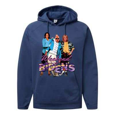 Funny Bidens Joke Weekend At Bidens Performance Fleece Hoodie