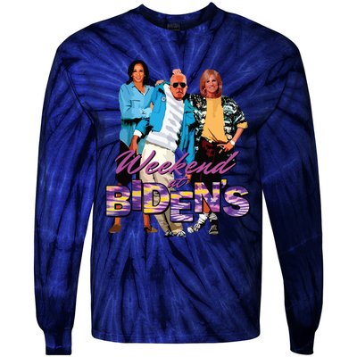 Funny Bidens Joke Weekend At Bidens Tie-Dye Long Sleeve Shirt