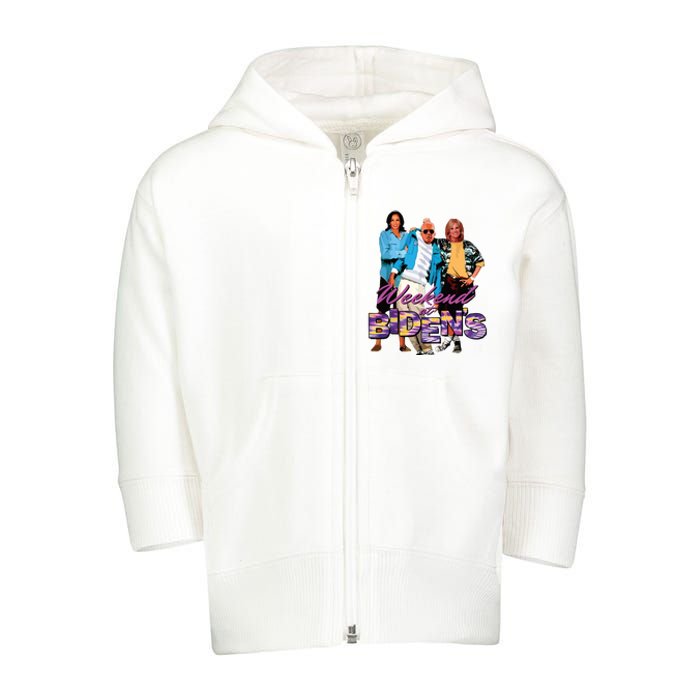 Funny Bidens Joke Weekend At Bidens Toddler Zip Fleece Hoodie