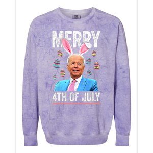 Funny Bunny Joe Biden 4th Of July Happy Easter Day Gift Colorblast Crewneck Sweatshirt