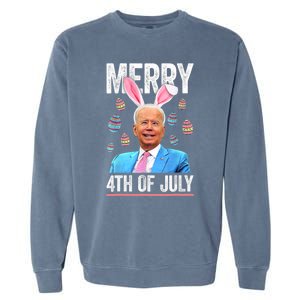 Funny Bunny Joe Biden 4th Of July Happy Easter Day Gift Garment-Dyed Sweatshirt