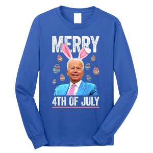 Funny Bunny Joe Biden 4th Of July Happy Easter Day Gift Long Sleeve Shirt