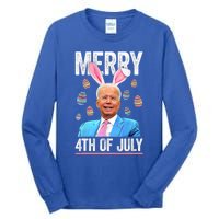 Funny Bunny Joe Biden 4th Of July Happy Easter Day Gift Tall Long Sleeve T-Shirt