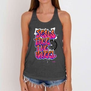 Flite Boi Jesus Take The Wheel Graffiti Women's Knotted Racerback Tank