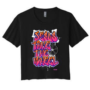 Flite Boi Jesus Take The Wheel Graffiti Women's Crop Top Tee