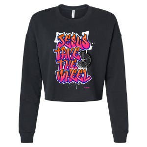 Flite Boi Jesus Take The Wheel Graffiti Cropped Pullover Crew