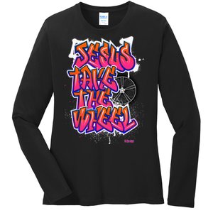 Flite Boi Jesus Take The Wheel Graffiti Ladies Long Sleeve Shirt