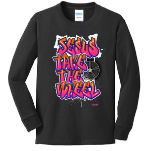 Flite Boi Jesus Take The Wheel Graffiti Kids Long Sleeve Shirt