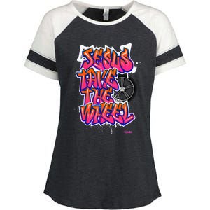 Flite Boi Jesus Take The Wheel Graffiti Enza Ladies Jersey Colorblock Tee