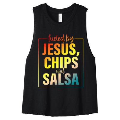 Fueled By Jesus Chips & Salsa Mexican Food Lovers Women's Racerback Cropped Tank