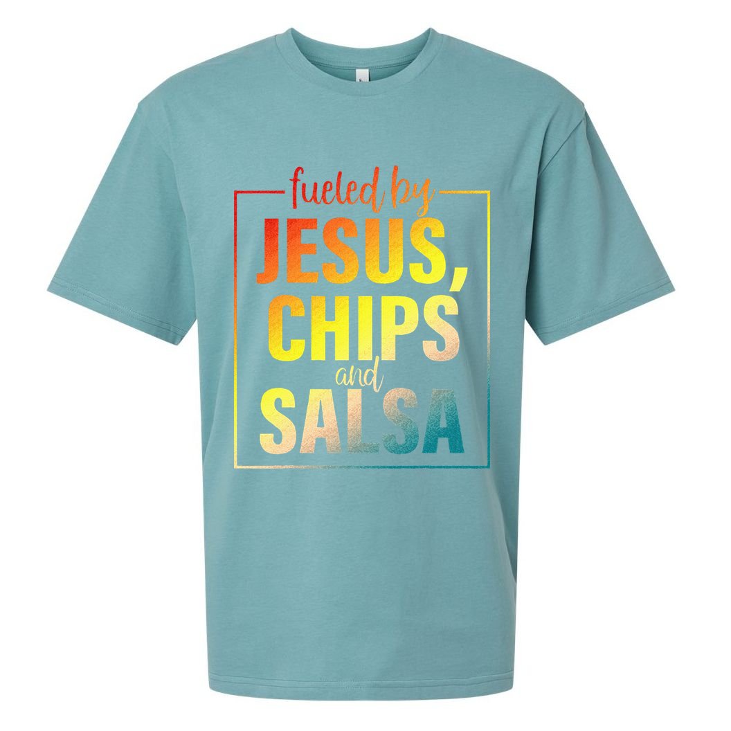 Fueled By Jesus Chips & Salsa Mexican Food Lovers Sueded Cloud Jersey T-Shirt