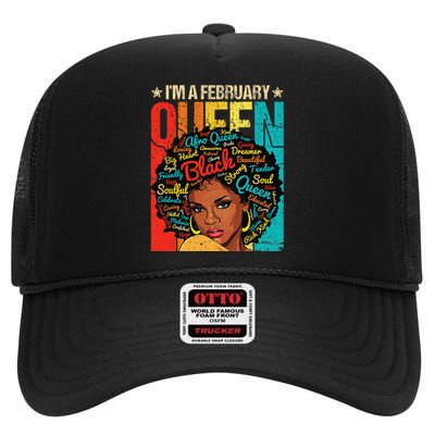 February Birthday Juneteenth For Wo Black African Queen High Crown Mesh Back Trucker Hat