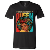 February Birthday Juneteenth For Wo Black African Queen V-Neck T-Shirt