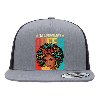 February Birthday Juneteenth For Wo Black African Queen Flat Bill Trucker Hat