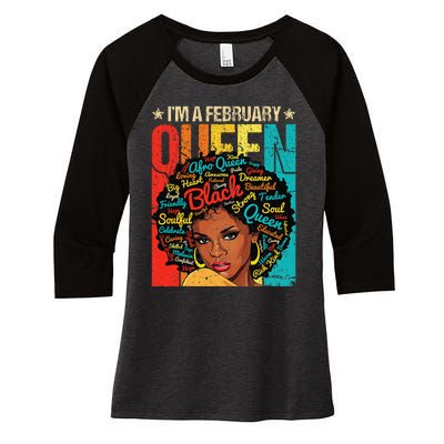 February Birthday Juneteenth For Wo Black African Queen Women's Tri-Blend 3/4-Sleeve Raglan Shirt