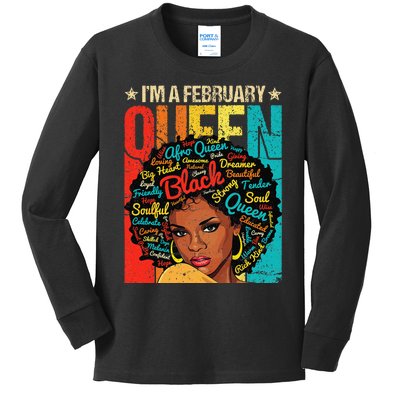 February Birthday Juneteenth For Wo Black African Queen Kids Long Sleeve Shirt