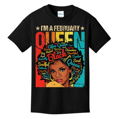 February Birthday Juneteenth For Wo Black African Queen Kids T-Shirt