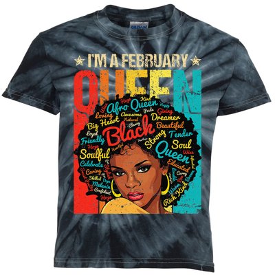 February Birthday Juneteenth For Wo Black African Queen Kids Tie-Dye T-Shirt