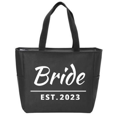 Funny Bride, Just Married Couples Set Tee, Womens Bride Zip Tote Bag