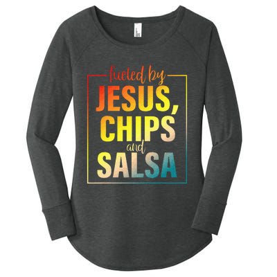 Fueled By Jesus Chips & Salsa Mexican Food Lovers Women's Perfect Tri Tunic Long Sleeve Shirt