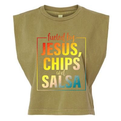 Fueled By Jesus Chips & Salsa Mexican Food Lovers Garment-Dyed Women's Muscle Tee