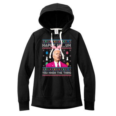 Funny Bunny Joe Biden Happy Uh You Know The Think Easter Day Funny Gift Women's Fleece Hoodie