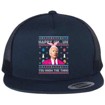 Funny Bunny Joe Biden Happy Uh You Know The Think Easter Day Funny Gift Flat Bill Trucker Hat