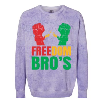 Freedom Bros Juneteenth Black Freedom 1865 African American Gift Colorblast Crewneck Sweatshirt