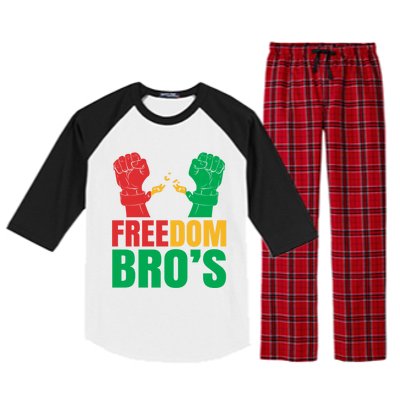 Freedom Bros Juneteenth Black Freedom 1865 African American Gift Raglan Sleeve Pajama Set