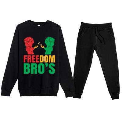 Freedom Bros Juneteenth Black Freedom 1865 African American Gift Premium Crewneck Sweatsuit Set