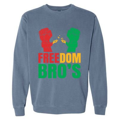 Freedom Bros Juneteenth Black Freedom 1865 African American Gift Garment-Dyed Sweatshirt